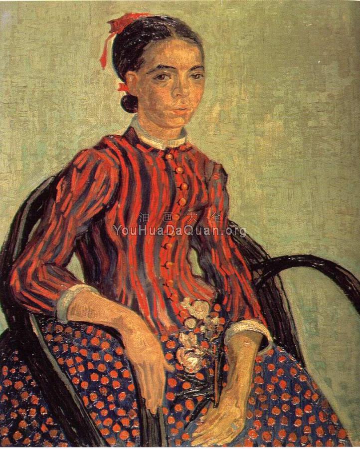 坐在藤椅上的穆斯 - 文森特·威廉·梵高